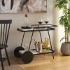Alora 2 Tier Bar Cart With Bucket - BCT2504A - Black/Glass - Safavieh - 3 of 4