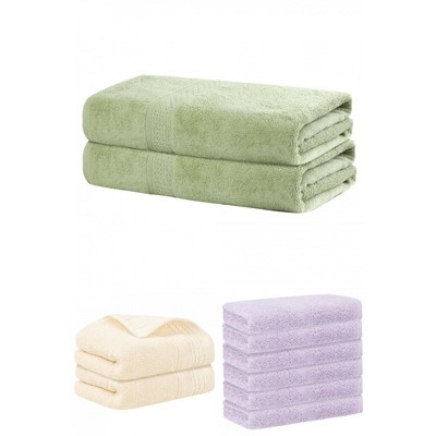 REGALWOVEN Striped Soft Absorbent Bathroom Cotton Towel Set 3 Pcs