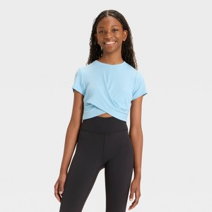 Girls' Twist Front Ribbed T-Shirt - All In Motion™ - 1 of 3