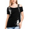 Women's Tania One-Shoulder Studded Tee - OLYSS - 3 of 4