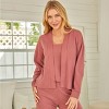 ADR Women's Pajamas Set, Soft Ribbed Knit Waffle 3 Piece Lounge Set - Cardigan Sweater, Cami Top Shirt, Pajamas Pants - 4 of 4