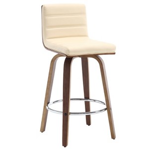 Bekrvio 26" Counter Height Bar Stools - PU Leather Swivel, L Shape Back, Upholstered, Mid-Century Modern Chairs for Kitchen Counter Island - 1 of 4