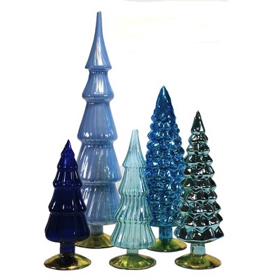 Ganz Blown Glass 6 Tall Christmas Trees with Ornaments Set of 3 EX29351