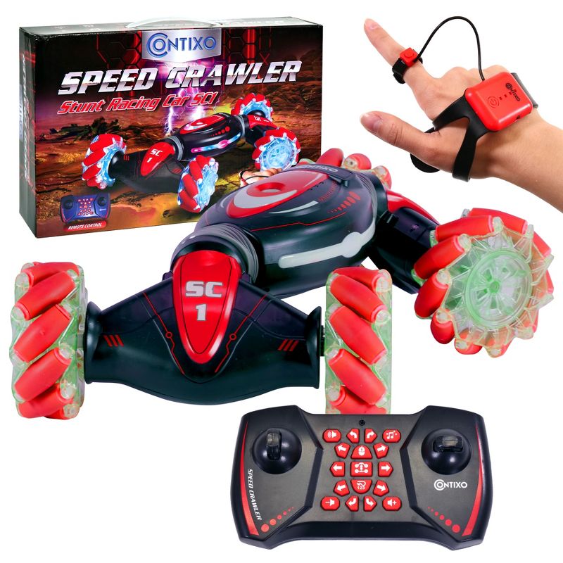 Buy 2: Contixo SC1 Red & Green -All Terrain Transformable Speed Crawler RC Stunt Car -Gesture Sensor -Rotating Offroad Vehicle, 3 of 7