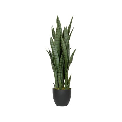 Medium Sansevieria Indoor/Outdoor Artificial Plant Green - Pottery Pot