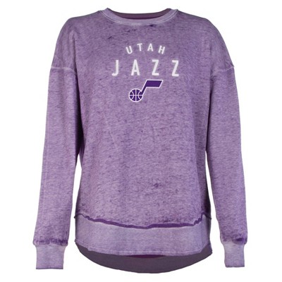 NBA Utah Jazz Women's Burnout Crew Neck Fleece Sweatshirt - S
