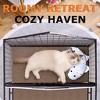 Indoor Cat House Cat Cage Lockable Cat Crate with Cat Scratchers Removable Roof Metal Frame - 4 of 4