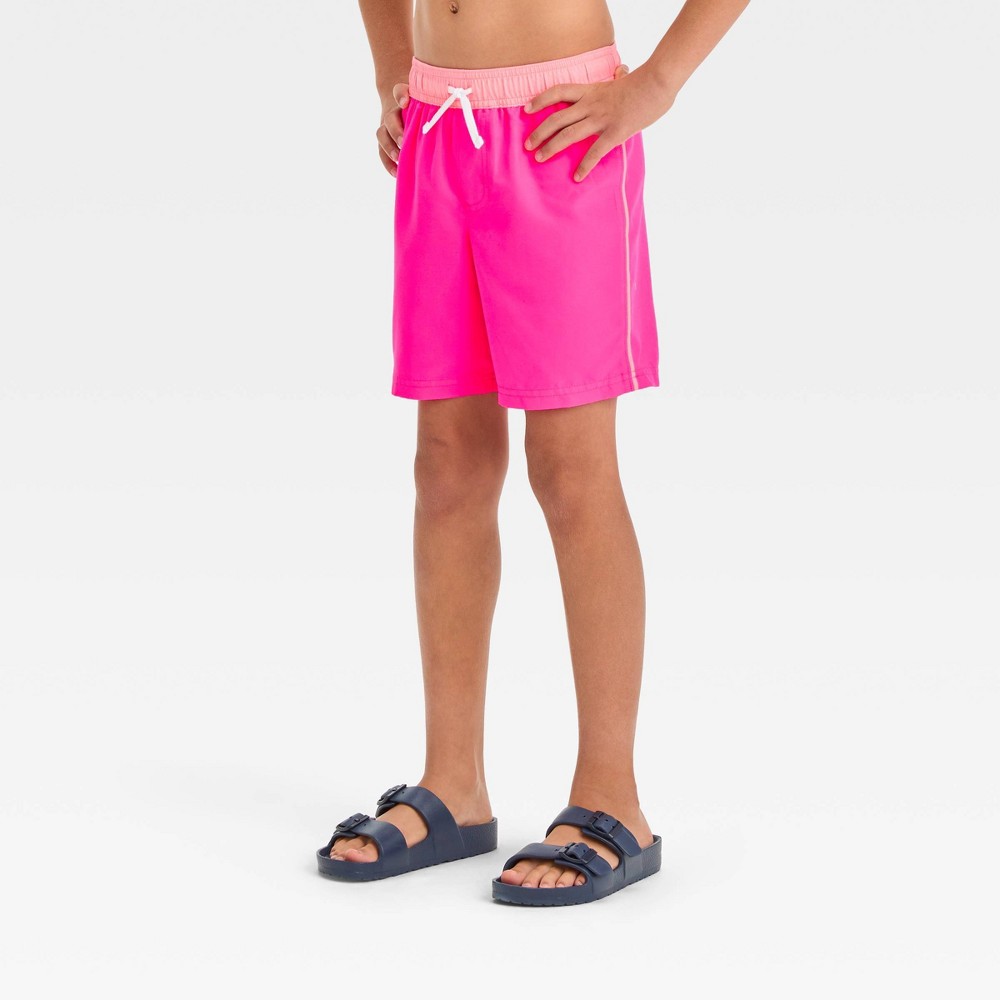 Photos - Swimwear Boys' Solid Colorblock Swim Shorts - Cat & Jack™ Pink XS