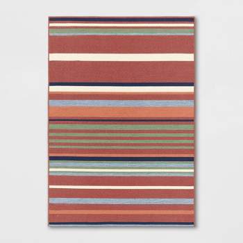 7'x10' Striped Outdoor Rug Red - Threshold™