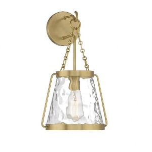 Savoy House Crawford 1 - Light Wall Light in  Warm Brass - 1 of 4