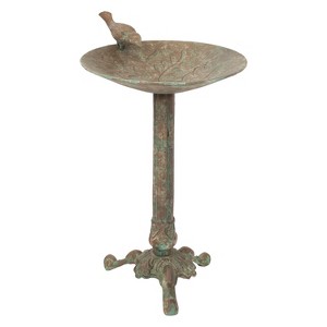 Sunnydaze Ivy and Sage Cast Aluminum Metal Bird Bath - Rustic Patina - 12.25" - 1 of 4