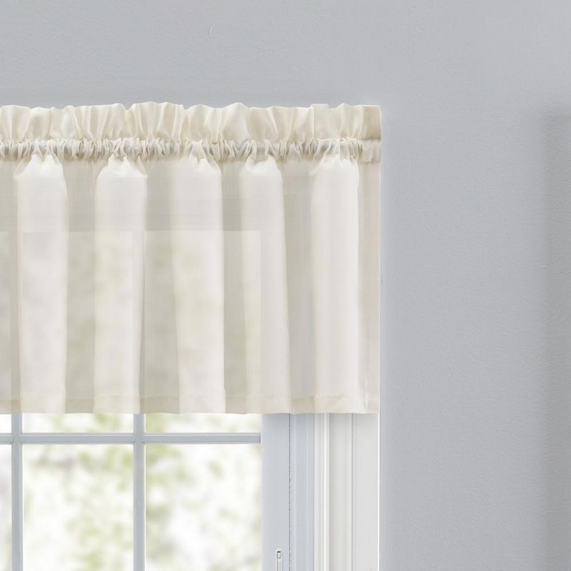 Ellis Curtain Cotton Voile 1.5" Rod Pocket Tailored Valance for Windows 86" x 15" Natural, 3 of 5