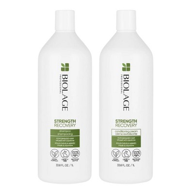 Matrix Biolage Strength Recovery SHAMPOO & CONDITIONER (33.8 oz XXL LITER) | Cleanses & Strengthens Hair - (DUO SET KIT)