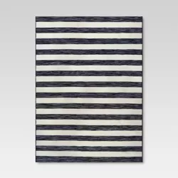 9' x 12' Outdoor Rug Worn Stripe Black - Threshold™