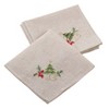 Saro Lifestyle Embroidered Ornament Holly Design Holiday Linen Blend Napkin (Set of 4), 20"x20", Beige - 3 of 4