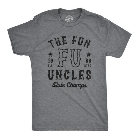 Mens The Fun Uncles State Champs T Shirt Funny Cool Uncle Champion Tee For Guys Crazy Dog Men s T Shirt Dark Grey S