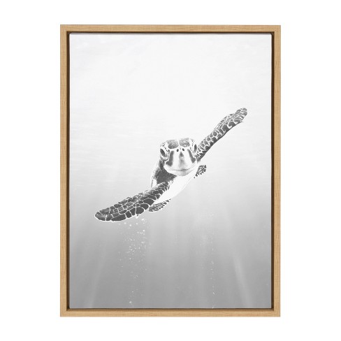 18 X 24 Sylvie Sea Turtle Framed Canvas Wall Art By Tai Prints Natural Kate And Laurel Target