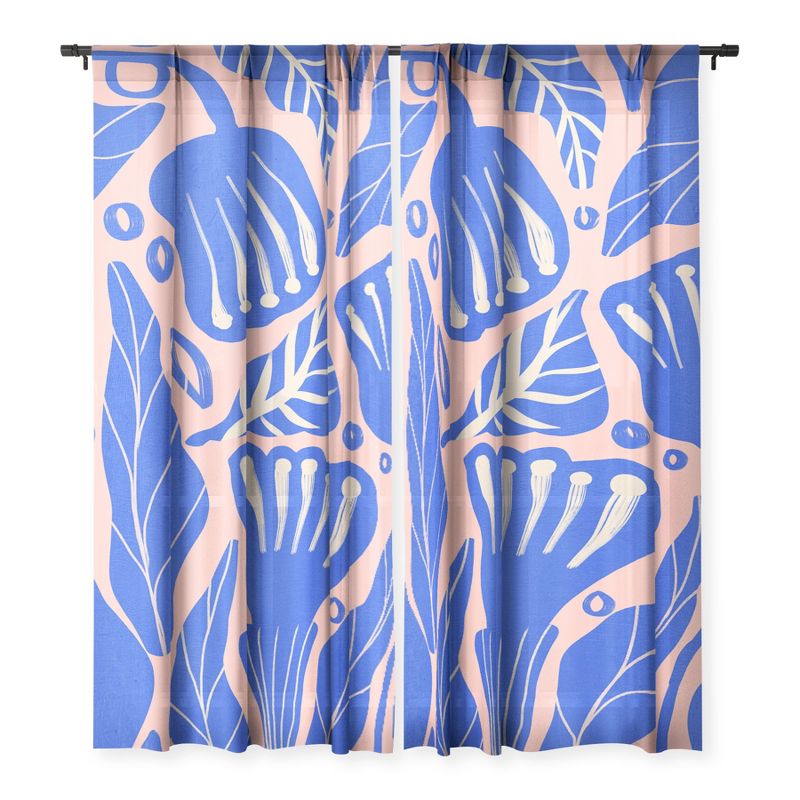 Viviana Gonzalez Abstract Floral Blue Single Panel Sheer Window Curtain - Deny Designs, 3 of 7
