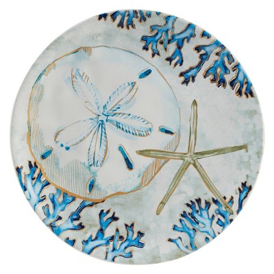Playa Shells Multicolor Ceramic Coastal Salad Plates, Set of 4