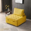 Versatile Linen Fabric Sofa Bed w/Removable Backrest&Solid Wood Frame,Convertible Lazy Sofa,Ottoman & Single Bed,Easy Assembly - 2 of 4