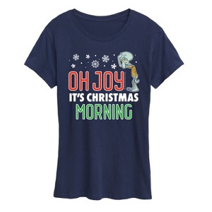 Women's - SpongeBob SquarePants - Oh Joy It's Christmas Morning Short Sleeve Graphic T-Shirt - 1 of 4