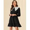 Allegra K Women's Vintage Ruffle Hem A-Line Crochet Puritan Collar Dress - 2 of 4
