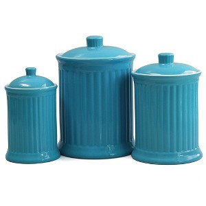 Omniware Simsbury 3-Piece Canister Set, Stoneware Kitchen Storage with Silicone-Sealed Lids, Lead-Free Glaze, Rustic Farmhouse Containers - 1 of 1