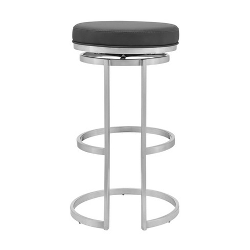 30 Vander Counter Height Barstool With Gray Faux Leather Brushed Stainless Steel Armen Living Target