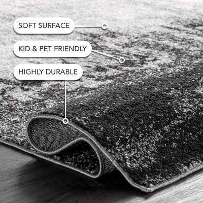 Black Abstract 10' x 14' Synthetic Easy Care Area Rug