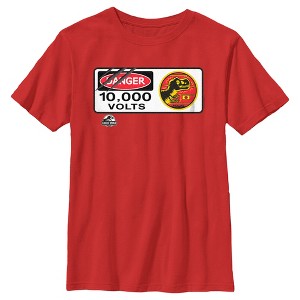 Boy's Jurassic World Danger 10,000 Volts Sign T-Shirt - 1 of 4