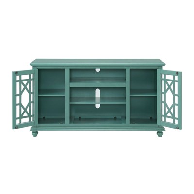 Antique Teal Transitional 2-Door TV Stand with Cabinet