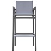 Marina Outdoor Patio Barstool in Gray Powder Coated Finish with Gray Sling Textilene and Gray Wood Accent Arms - 3 of 4