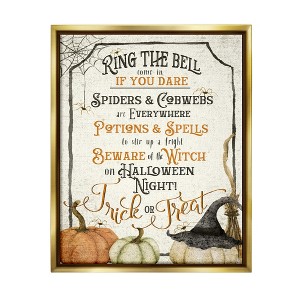 Stupell Industries Vintage Trick or Treat Sign Black Floater Framed Canvas Wall Art - 1 of 4