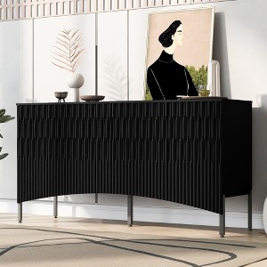 Elegant Sideboard Featuring Curved Bottom Doors with Arched Groove Design in a Stylish Four-Door Layout,Suitable for Living Rooms,Entrance and Study - 1 of 4