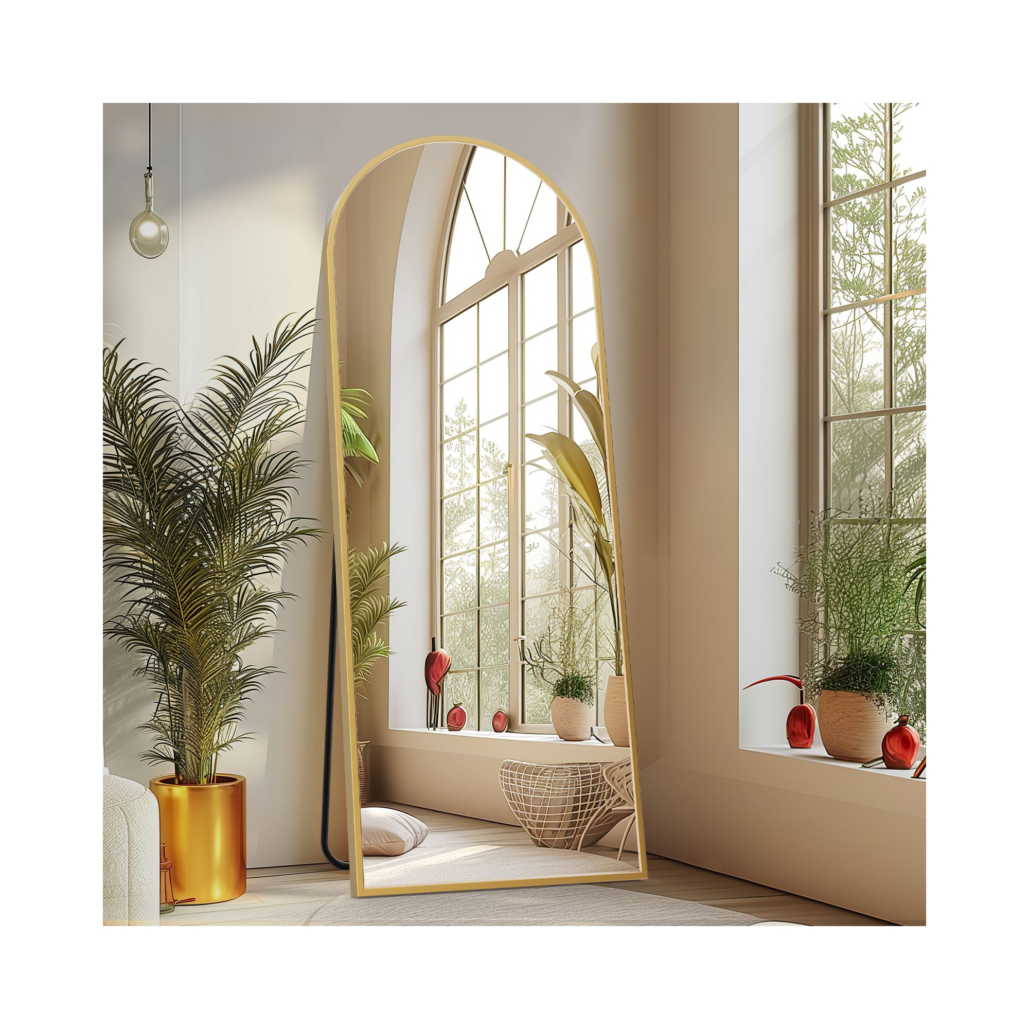 JIONJOY 64"x21" Extra - Large Full - Length Mirror, Wall - Mountable or Leaning, Transforming Your Living Room and Cloakroom- Gold