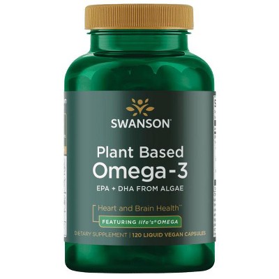 Swanson Plant Based Omega-3, EPA + DHA from Algae, Featuring life's OMEGA, 120 Liquid Vegan Capsules.