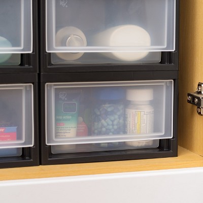 Compact Black Plastic Mini Stacking Drawers 8-Pack