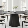 PexFix 52" Round Dining Table for 6 People Modern Pedestal Table with Fluted Cone Base & Wood MDF Top for Small Space Kitchen Dining Room Cafe Black - 2 of 4
