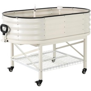 Oval Galvanized Raised Garden Bed Kit with Zippered PVC Cover, Easy Assembly, Thick Metal Outdoor Planter Box for Vegetables, Flowers, Patio Gardening - 1 of 4