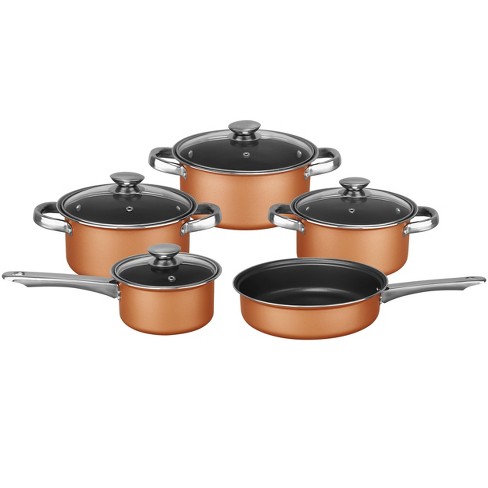 9 Piece Cookware Set Pots Pans Kitchen Cooking Nonstick Home Dinning Cook Red 