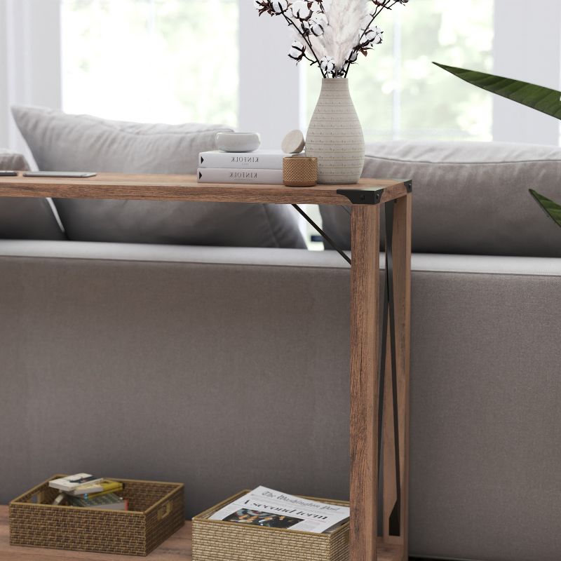 Merrick Lane Modern Farmhouse Engineered Wood Sofa Table and Powder Coated Steel Accents, 5 of 12