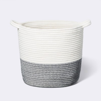 Coiled Rope Bin with Color Band - Cloud Island™ Gray