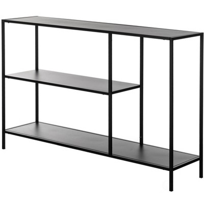 Black Metal Console Table with Open Shelves, 50" Modern Design
