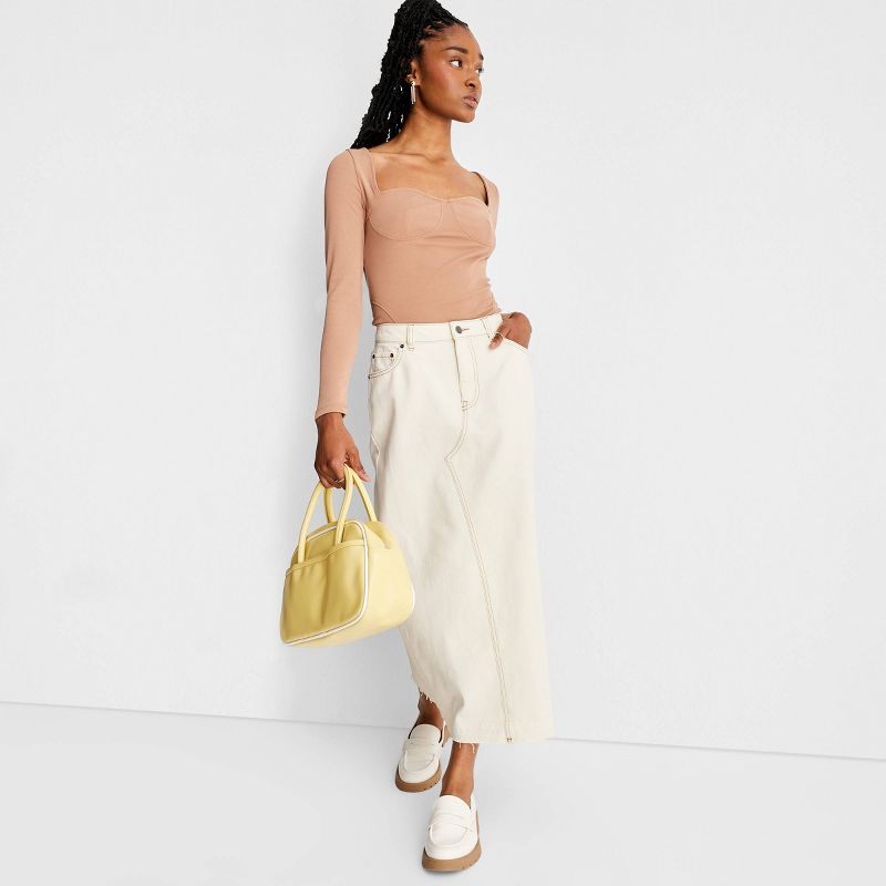 Women's Denim Midi Skirt - Future Collective™ with Reese Blutstein Ivory, 3 of 9