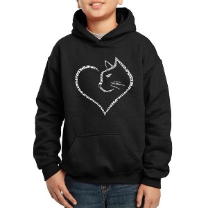 LA Pop Art Cat Heart - Boy's Word Art Hooded Sweatshirt - 1 of 4