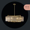 Siljoy Gold Crystal Chandeliers, Water Ripple Glass Drum Pendant Light Fixture with Adjustable Height, Glass Chandelier for Indoor - 3 of 4