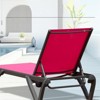VisioGear 3pcs Outdoor Lounge Chair, Patio Chaise Lounge with Side Table & 5 Position Adjustable Backrest & Wheels, Rose Red, 64.41"*71.68"*34.25" - 4 of 4