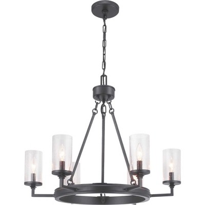 Gresham Graphite 6-Light Chandelier with Seeded Glass Shades