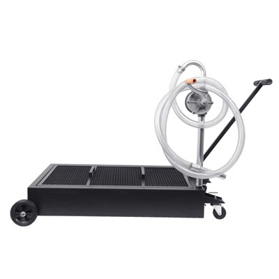 20 Gallon Oil Drain Pan With Pump, 76L Oil Drain Pan, Portable Heavy Duty Oil Drain Pan On Wheels, Rolling Oil Drain Cart for Truck Bus Car RV