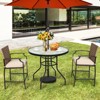 Tangkula Patio Round Table Patio Furniture Steel Frame Dining Table w/ Glass Top - 2 of 4